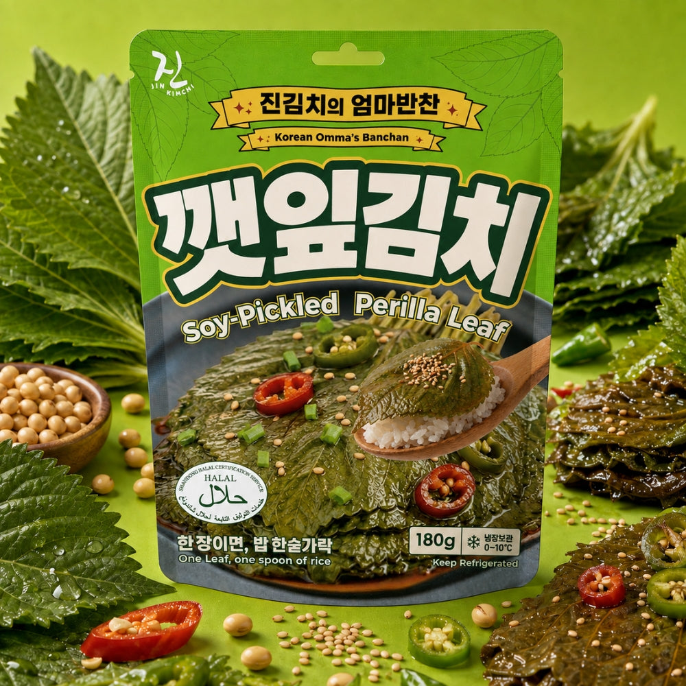 [HALAL] JIN Soy-Pickled Perilla Leaf 깻잎김치  - 180g